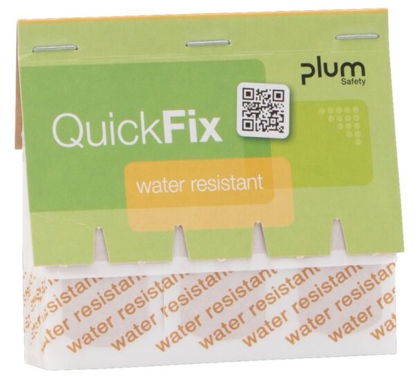 Plum QuickFix Refill med 45 vannavvisende plaster – trygg og komfortabel beskyttelse av små sår.