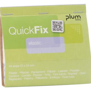 Plum QuickFix Refill med 45 elastiske plaster – komfortabel og trygg beskyttelse av små sår.