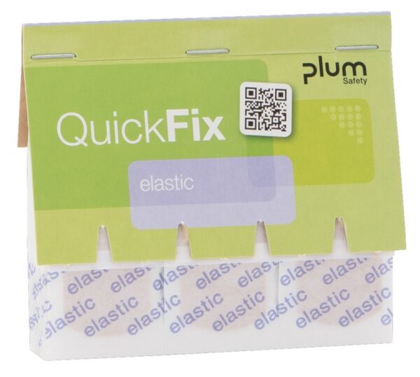 Plum QuickFix Refill med 45 elastiske plaster – komfortabel og trygg beskyttelse av små sår.