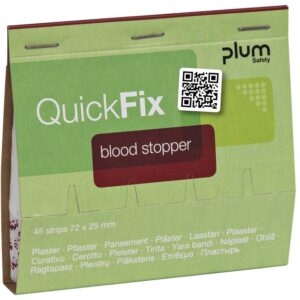 Plum QuickFix Refill med 45 Blood Stopper plaster – rask og trygg stans av mindre blødninger.