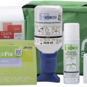 Plum 1Aid Bag Industrial – grønn bærbar førstehjelpsbag med industrielt tilpasset førstehjelpsutstyr.