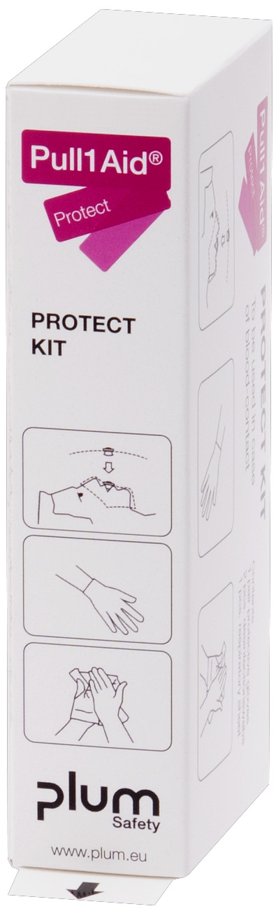 Plum Protect Kit med pustemaske og enveisventil for beskyttet munn-til-munn-ventilasjon.