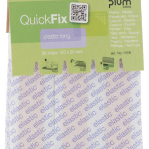Plum QuickFix Elastic Long refill med ekstra lange elastiske plaster for sikker sårbehandling.