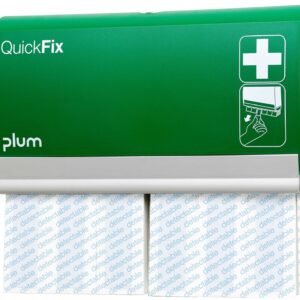 Plum QuickFix Detekterbare Long dispenser med 60 ekstra lange blå, metalldetekterbare plaster.