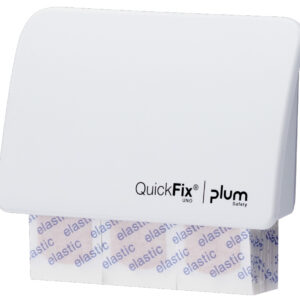 Plum QuickFix UNO Elastic hvit dispenser med 45 elastiske og hudvennlige plaster.